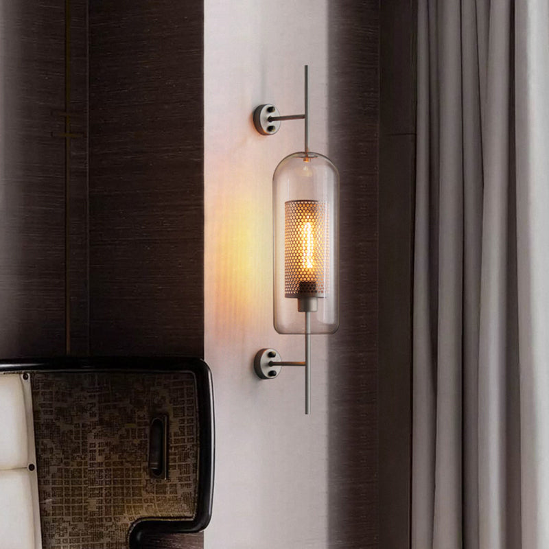 Modern Clear Glass Wall Lamp – Geometric Single-Bulb Light Fixture for Hallway