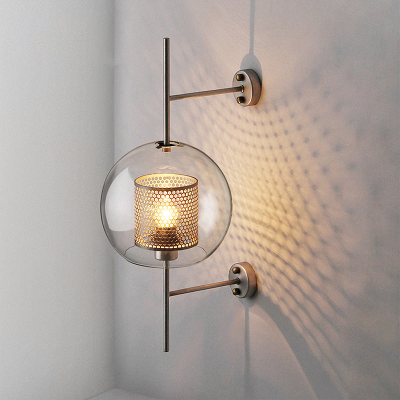 Modern Clear Glass Wall Lamp – Geometric Single-Bulb Light Fixture for Hallway
