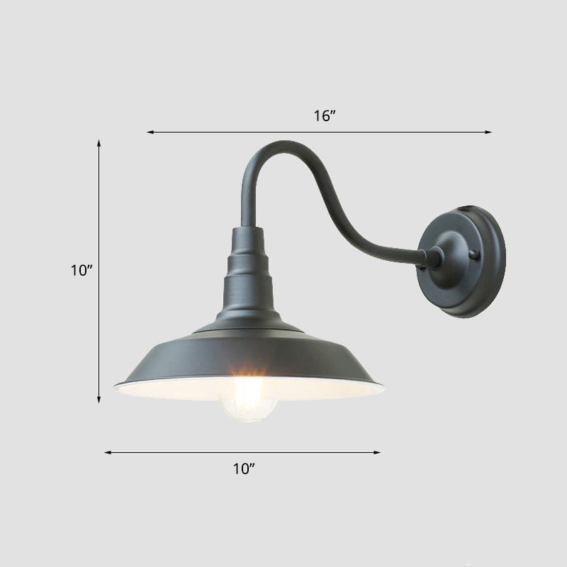 Industrial Outdoor Wall Light | Vintage Gooseneck Barn Wall Lamp for Porch & Garden