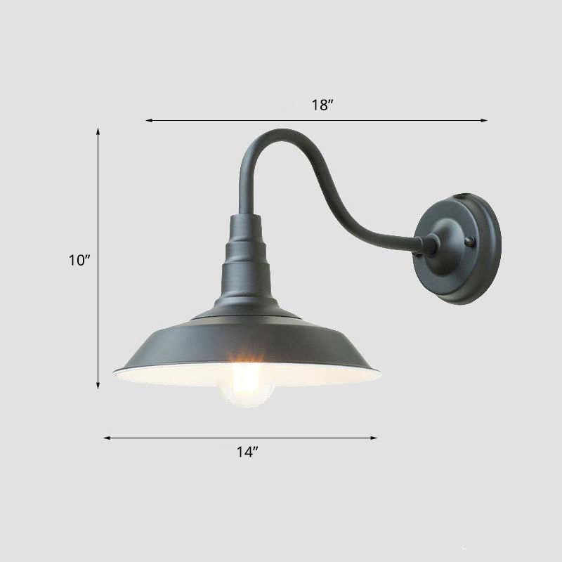 Industrial Outdoor Wall Light | Vintage Gooseneck Barn Wall Lamp for Porch & Garden