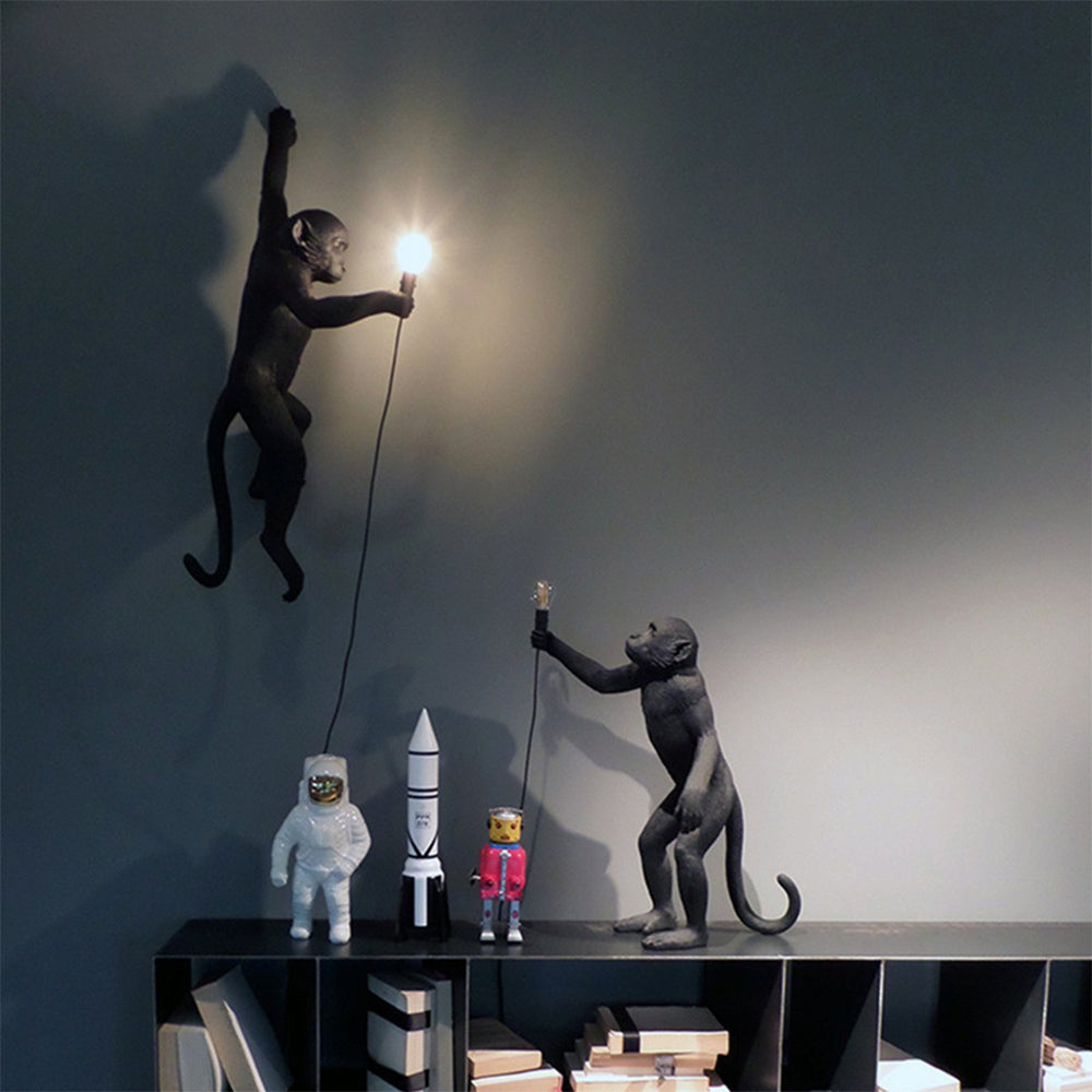 Wall Light With Quirky Resin Monkey Design | Decorative Animal Light Fixture