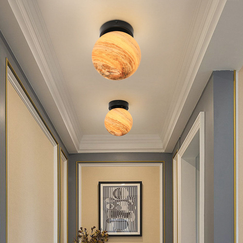 Modern Glass Globe Ceiling Light Flush Mount White