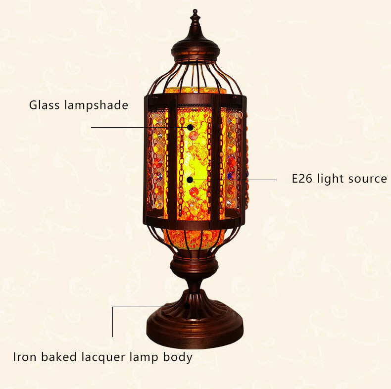 Vintage Turkish Stained Glass Lamp | Handmade Mosaic Lantern Table Light