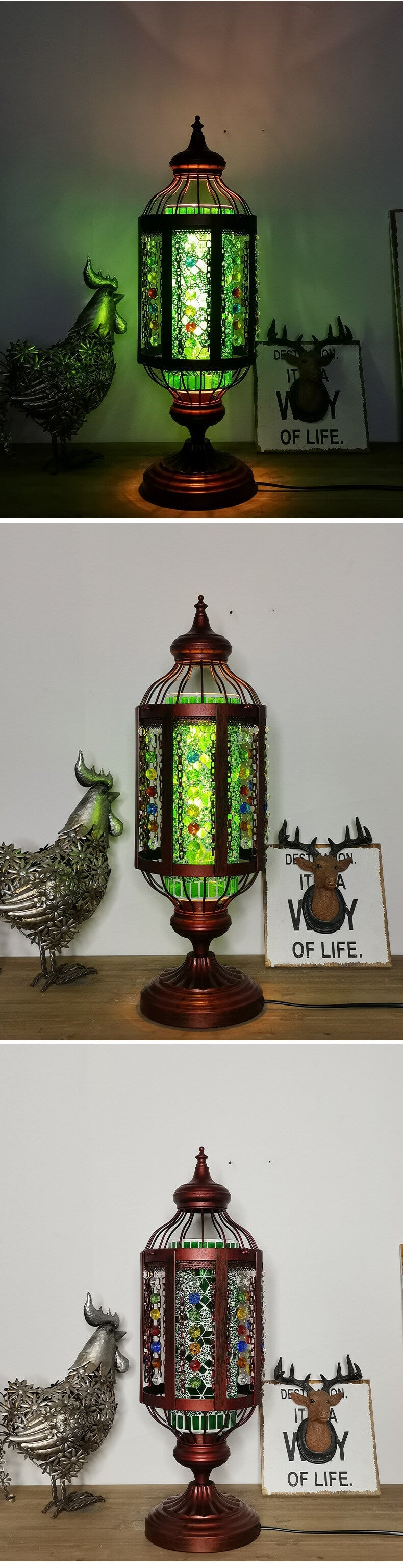 Vintage Turkish Stained Glass Lamp | Handmade Mosaic Lantern Table Light