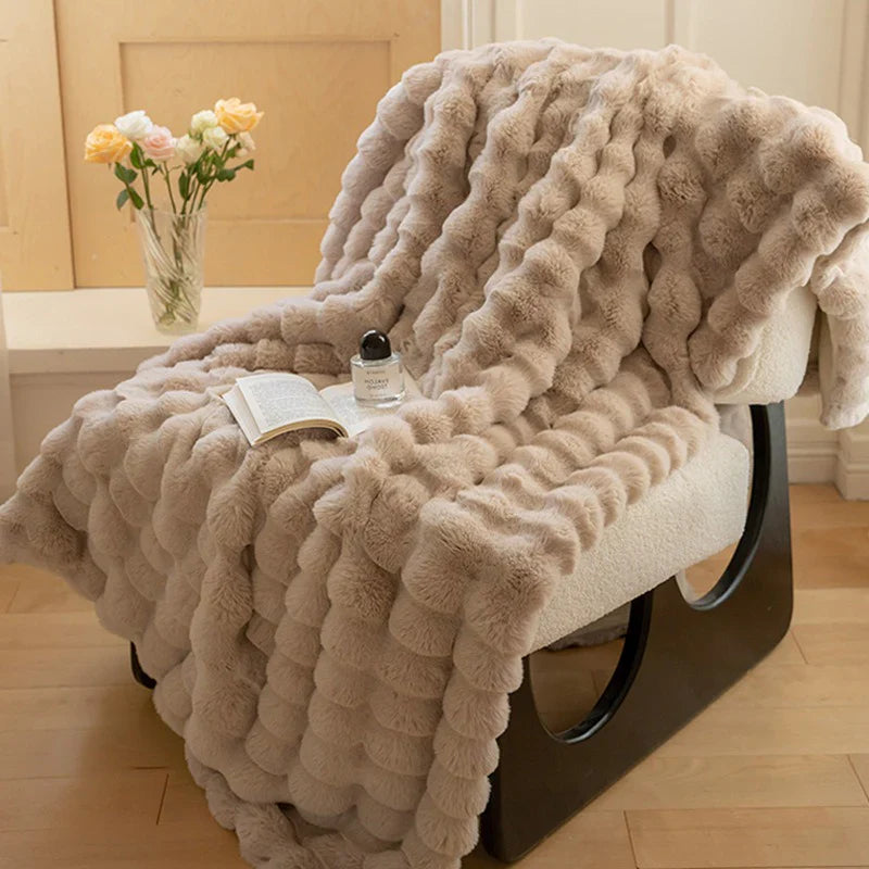 Luxury Rabbit Faux Fur Throw Blanket | Ultra-Soft Plush Blanket
