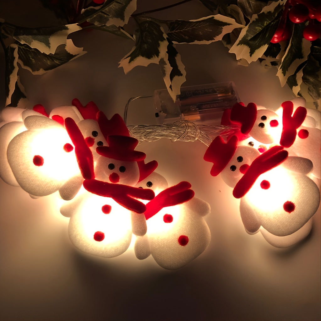 Snowman String Lights – 10 Warm White LED Fairy Lights for Christmas Tree
