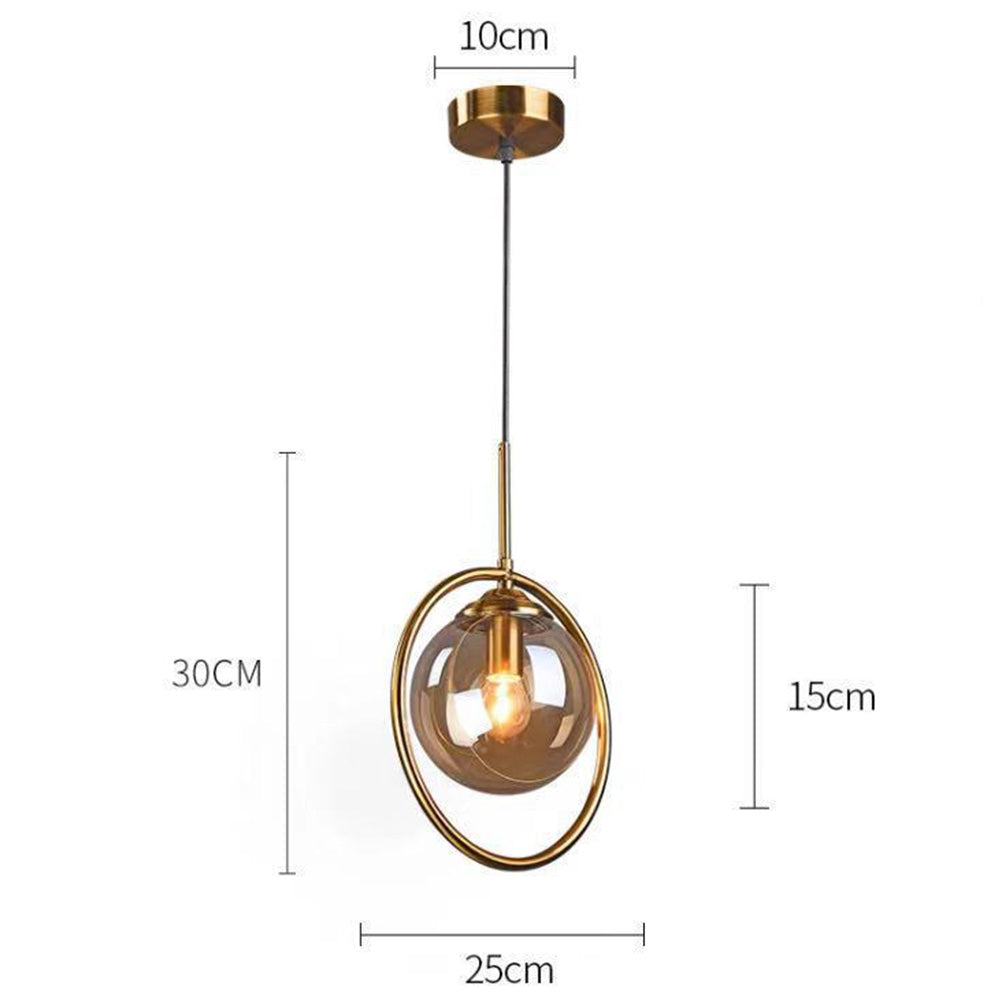 Modern Gold Ring Pendant Light - Clear Glass Globe Fixture
