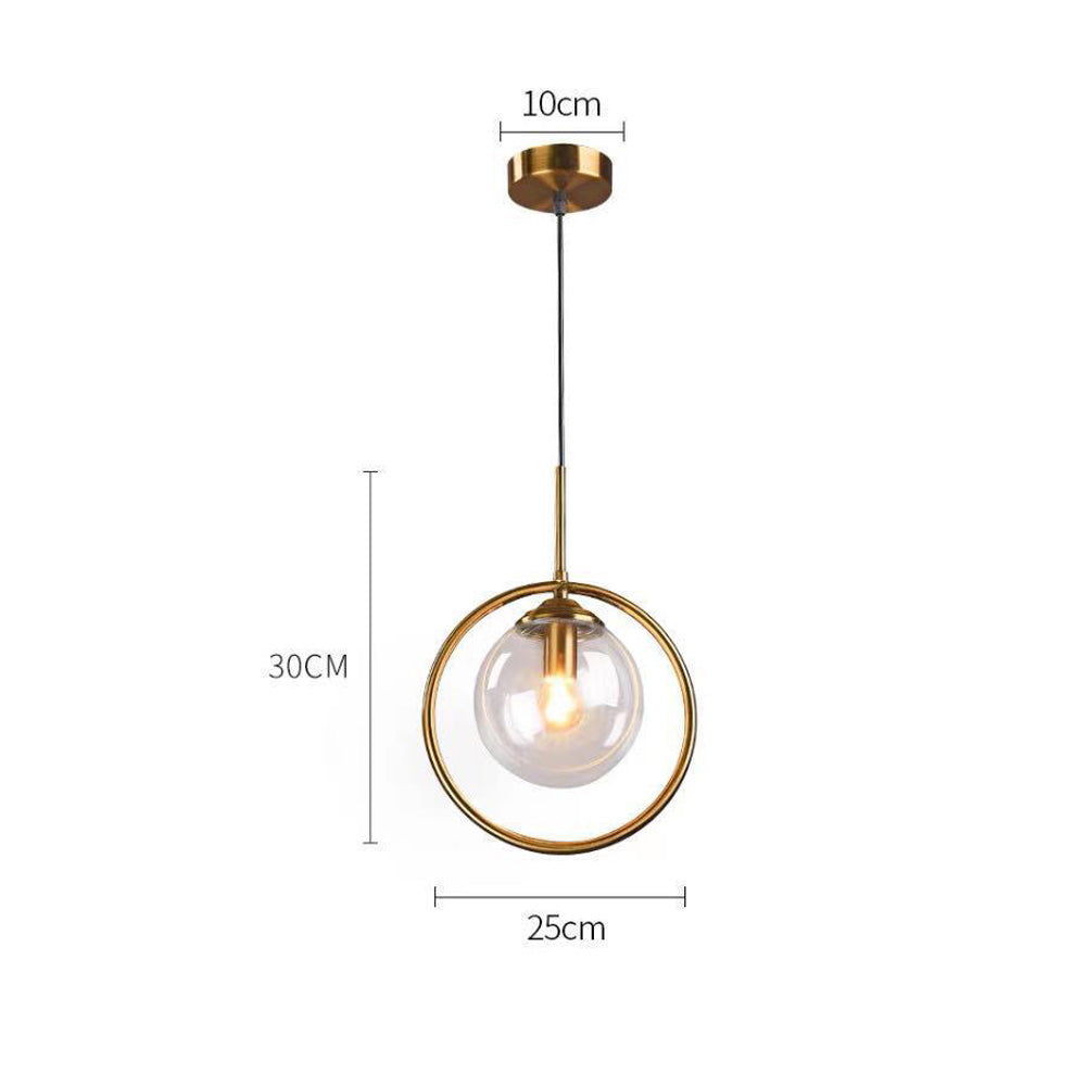 Modern Gold Ring Pendant Light - Clear Glass Globe Fixture