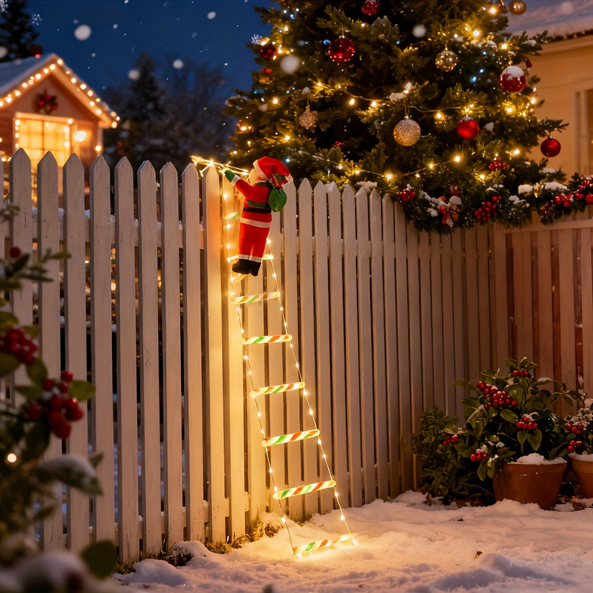 LED Christmas Ladder Light – Battery-Powered Festive Decoration