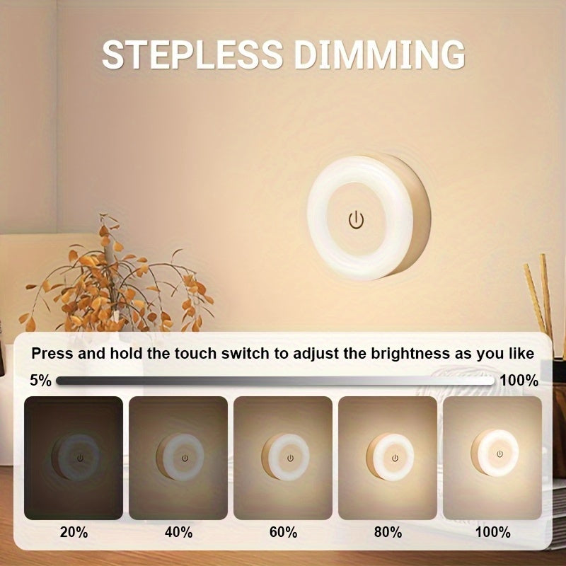 LED Motion Sensor Night Light – Rechargeable Wireless Wall Lamp with Touch Control