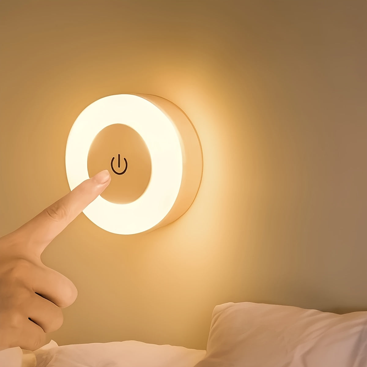 LED Motion Sensor Night Light – Rechargeable Wireless Wall Lamp with Touch Control
