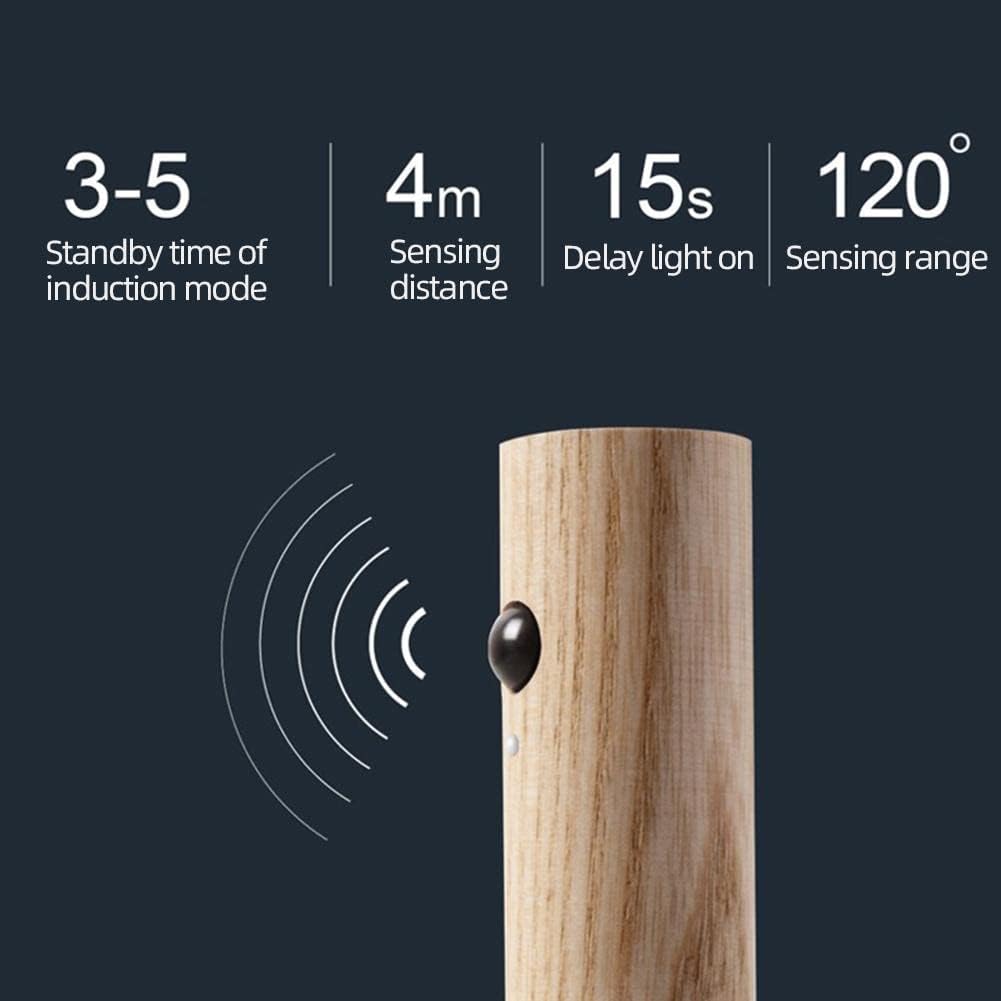 LED Motion Sensor Wall Light Wood Wireless Rechargeable