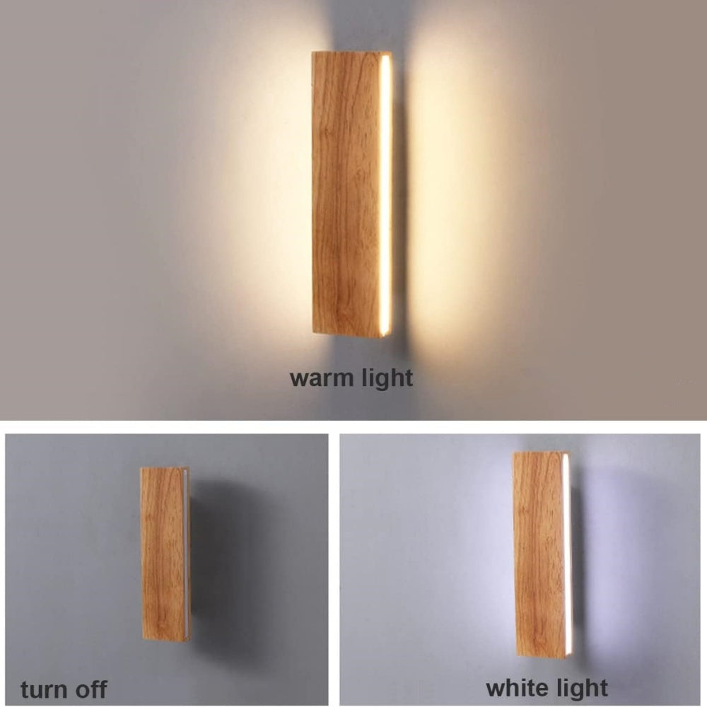 Rotatable Wood LED Wall Sconce - Modern Minimalist Bedside Reading Light