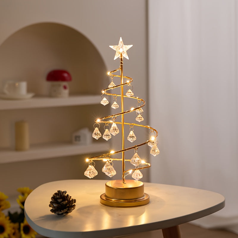 Metal Christmas Tree with Warm White Lights – Elegant Freestanding Holiday Decoration