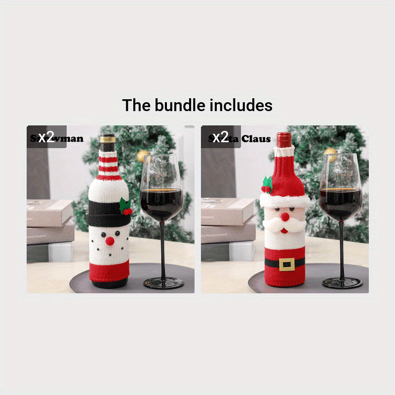 Santa Wine Bottle Cover – Knitted Christmas Bottle Sleeve for Holidays