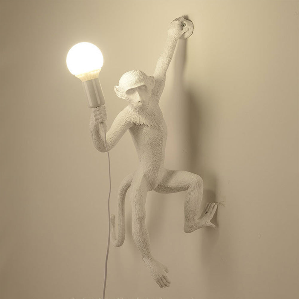 Wall Light With Quirky Resin Monkey Design | Decorative Animal Light Fixture