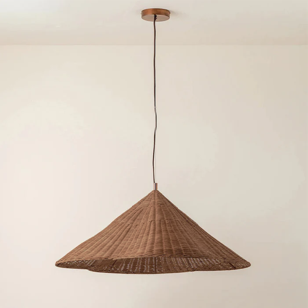 Rattan Woven Pendant Light Rustic Bohemian Farmhouse