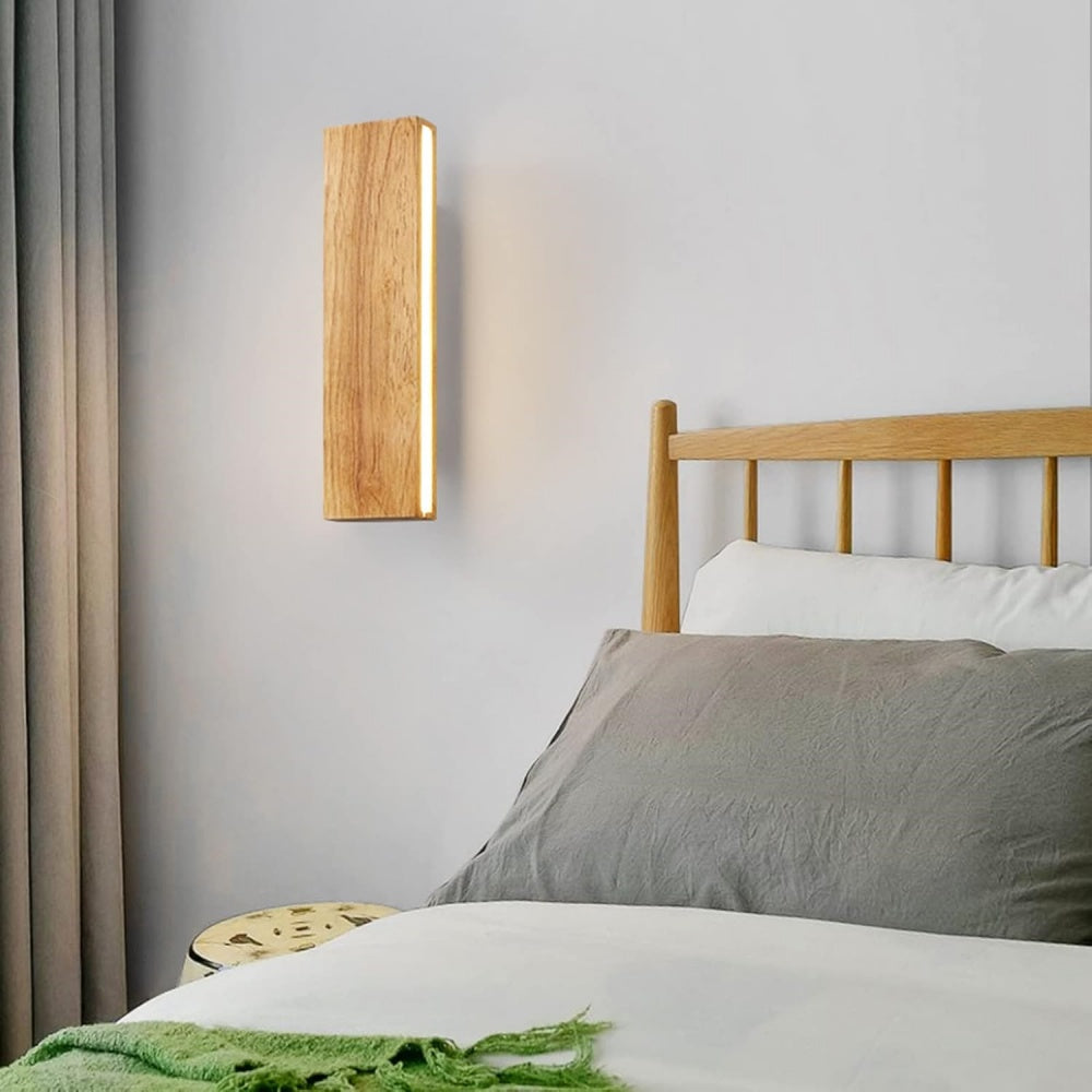 Rotatable Wood LED Wall Sconce - Modern Minimalist Bedside Reading Light