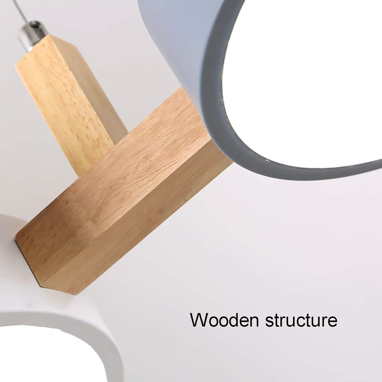 3-Light Modern Linear Pendant Fixture | Matte Gray Shades & Wood Accents