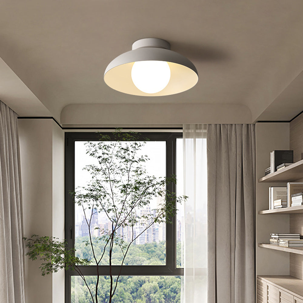 Modern White Dome Flush Mount Ceiling Light Minimalist