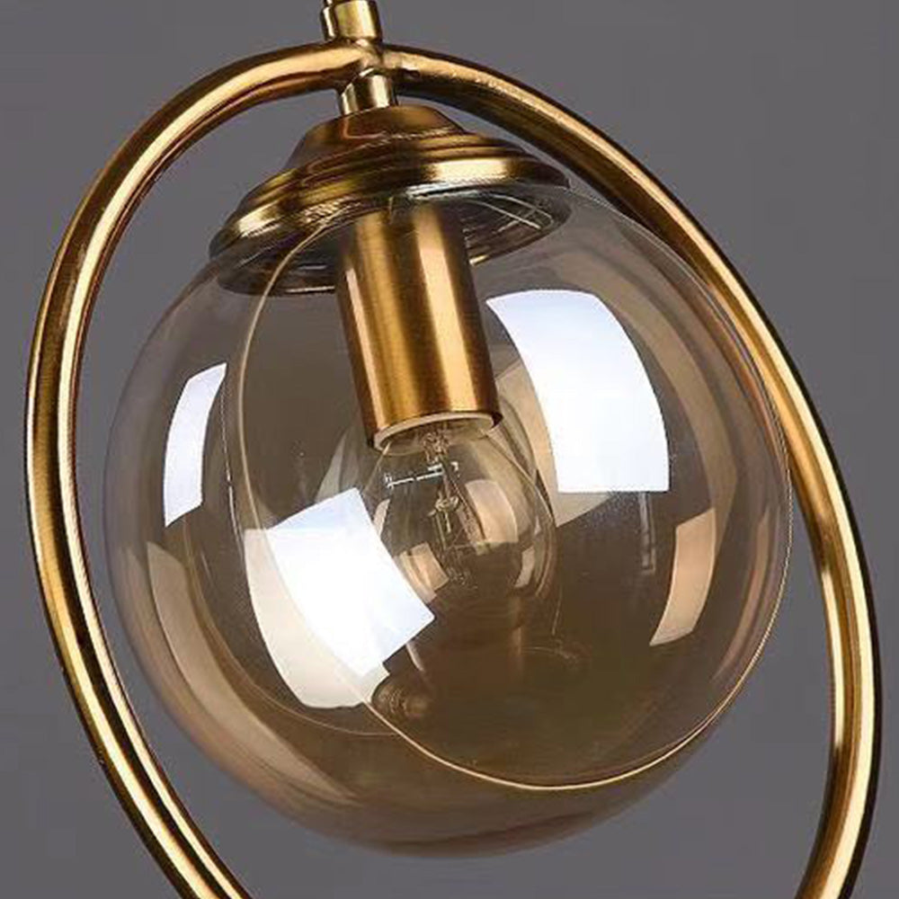 Modern Gold Ring Pendant Light - Clear Glass Globe Fixture