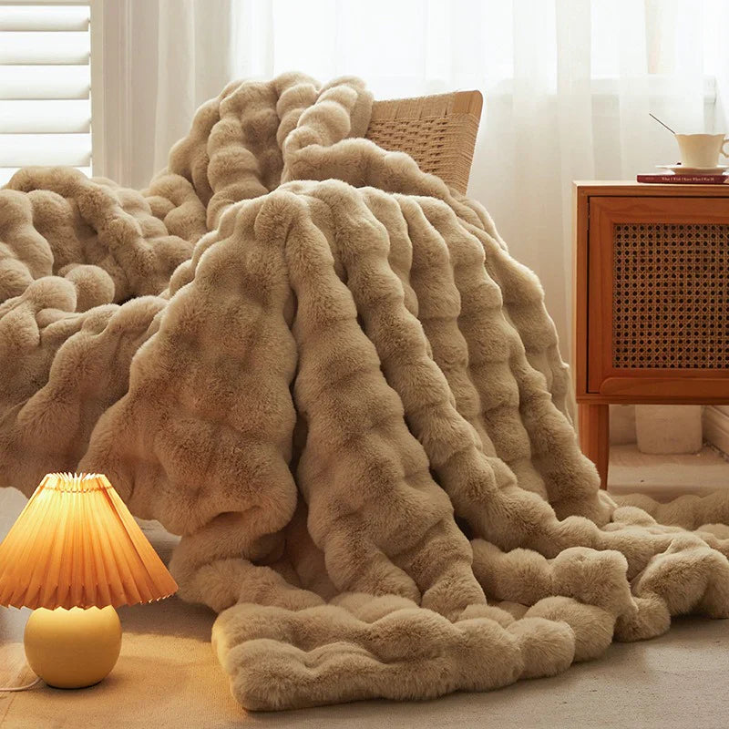 Luxury Rabbit Faux Fur Throw Blanket | Ultra-Soft Plush Blanket