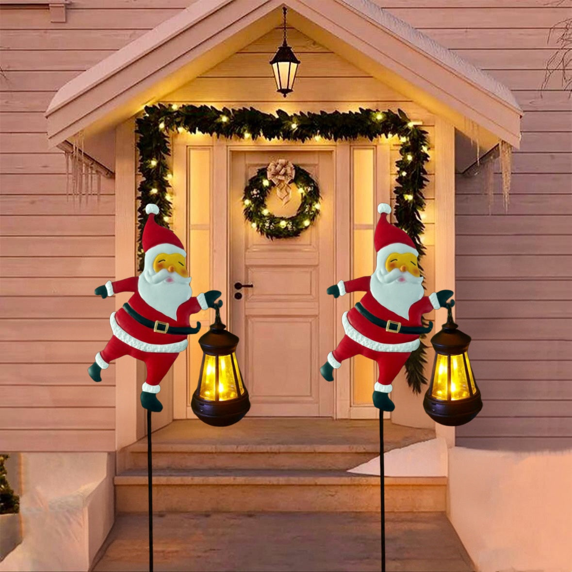 Solar Santa Claus Hanging Lights – Energy-Efficient Outdoor Christmas