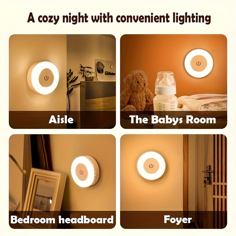 LED Motion Sensor Night Light – Rechargeable Wireless Wall Lamp with Touch Control