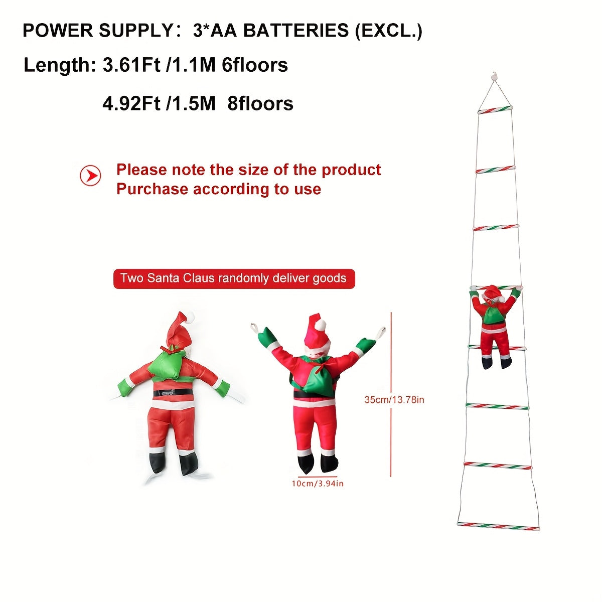 LED Christmas Ladder Light – Battery-Powered Festive Decoration