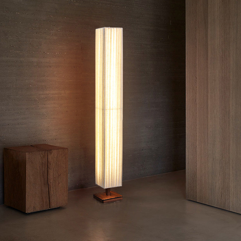 Traditional Japanese Walnut Column LED Floor Lamp