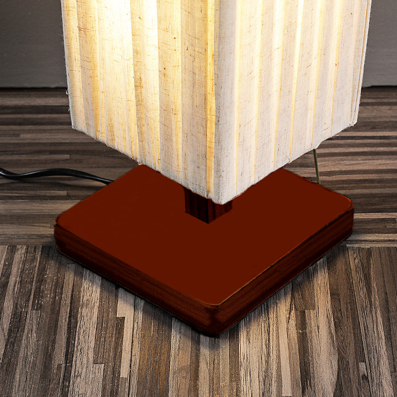 Traditional Japanese Walnut Column LED Floor Lamp