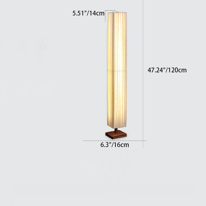 Traditional Japanese Walnut Column LED Floor Lamp