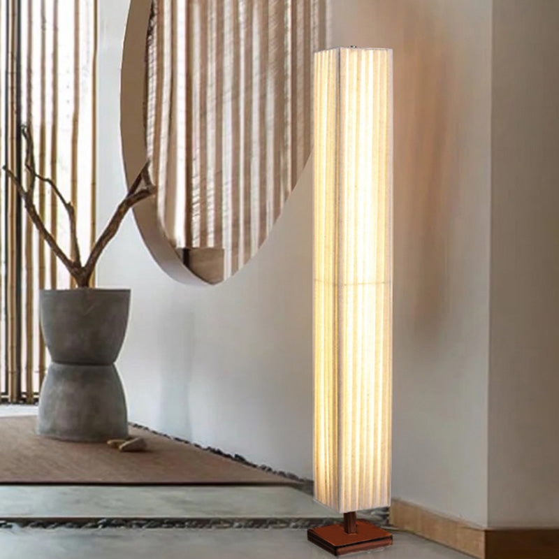 Traditional Japanese Walnut Column LED Floor Lamp