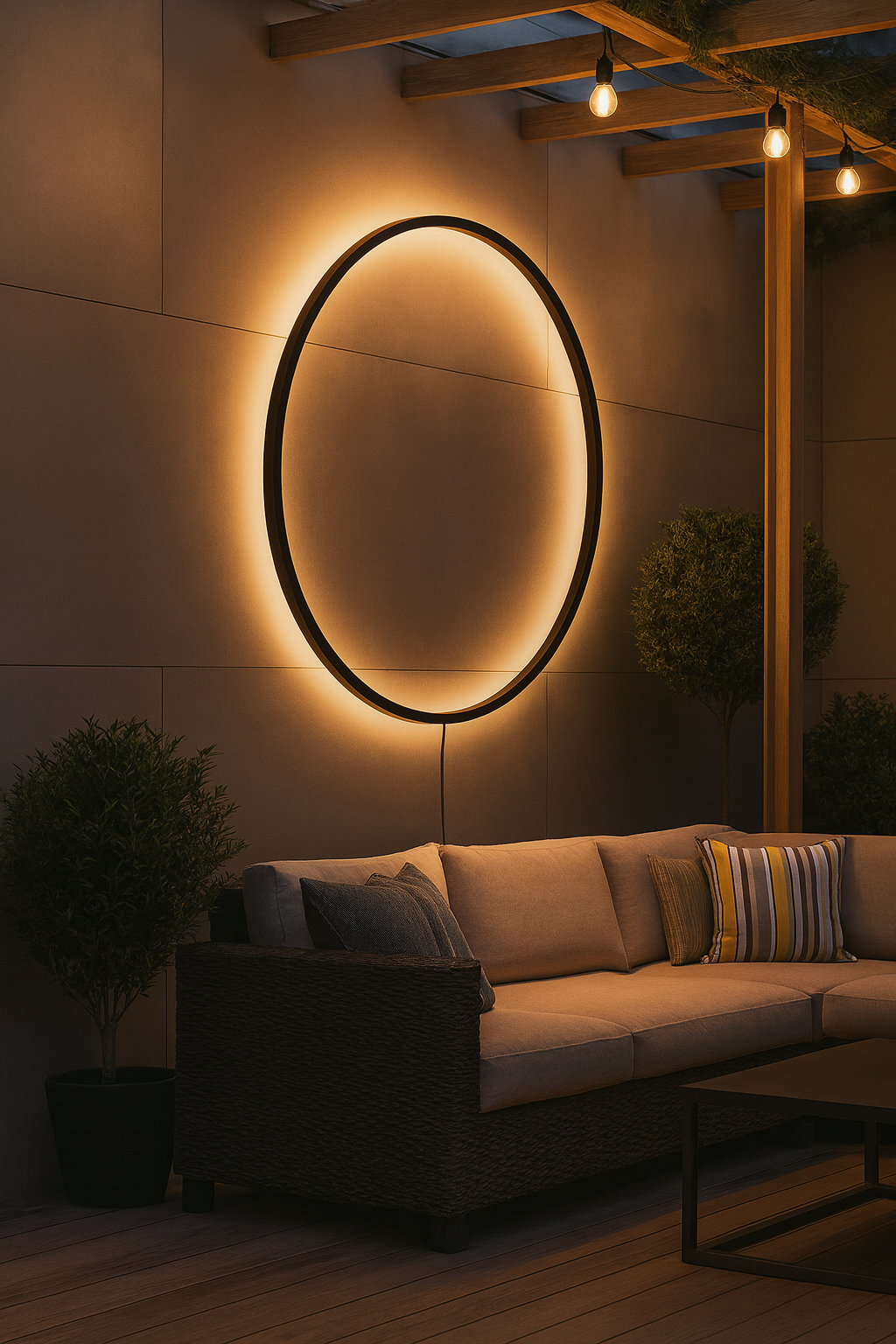 AUREA | Large LED Ring Wall Sconce - Modern Halo Ambient Light