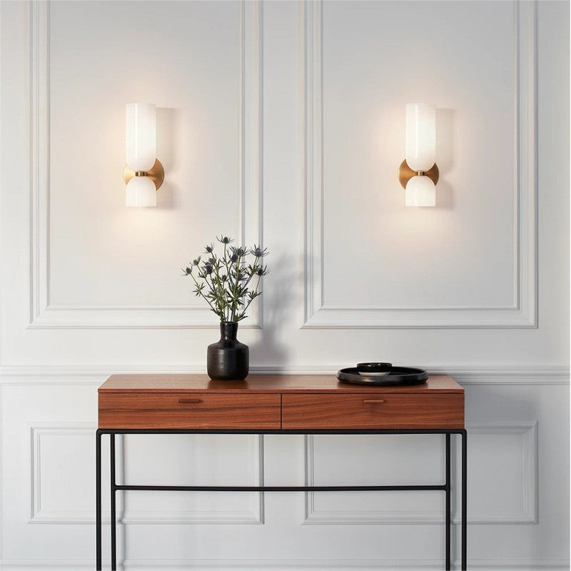 Glass Wall Light With Double Lamp Design