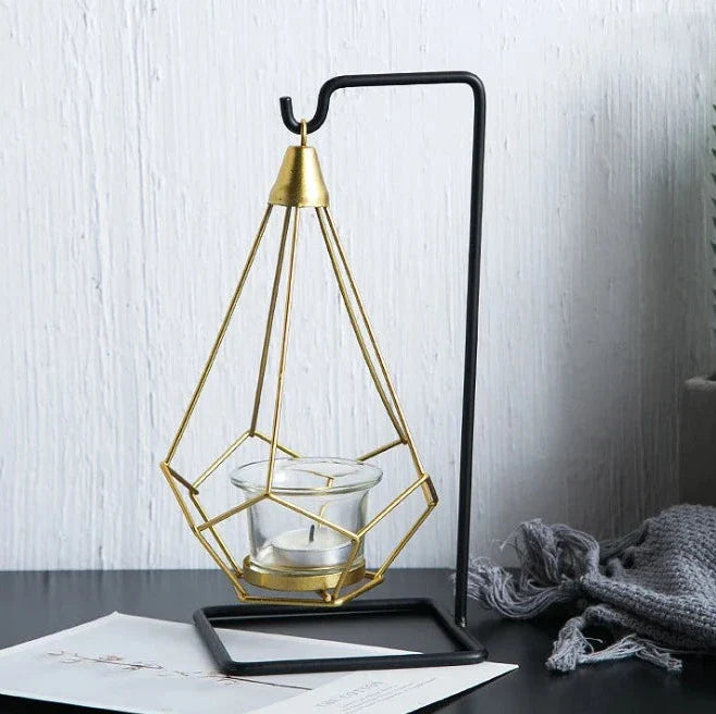 Hanging Diamond Candle Holder | Modern Geometric Tealight Holder for Home