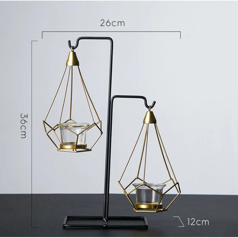 Hanging Diamond Candle Holder | Modern Geometric Tealight Holder for Home
