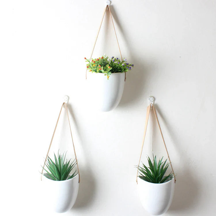 Ceramic Hanging Planter Set of 3 | Modern Indoor Hanging Pots