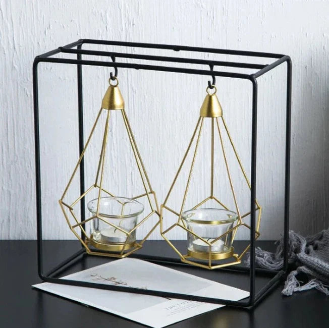 Hanging Diamond Candle Holder | Modern Geometric Tealight Holder for Home