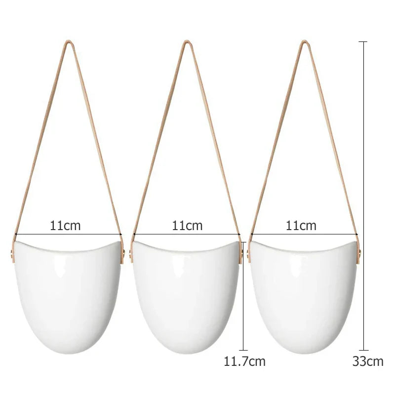 Ceramic Hanging Planter Set of 3 | Modern Indoor Hanging Pots