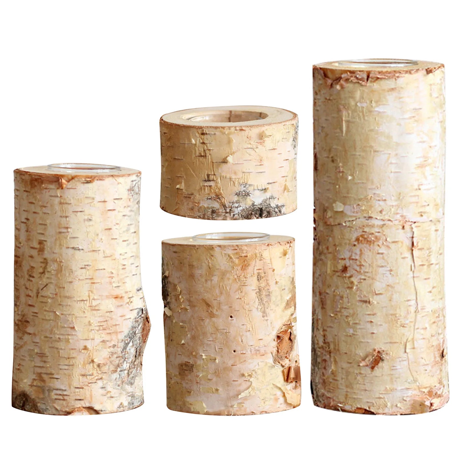 Rustic Birch Wood Candle Holder | Natural Wooden Tealight Holder