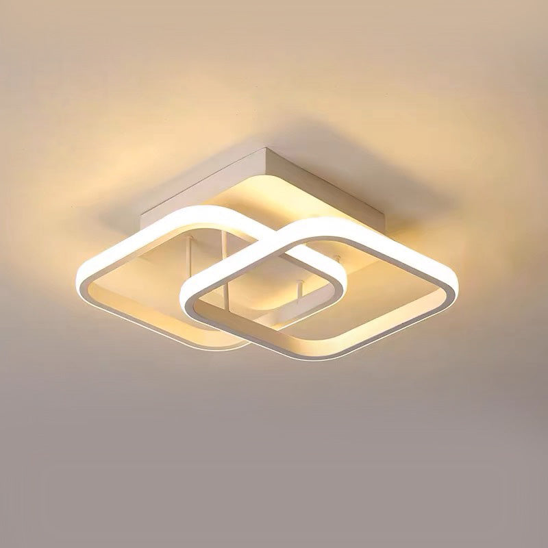 Modern Geometric LED Ceiling Light | Minimalist Black Metal Frame Fixture