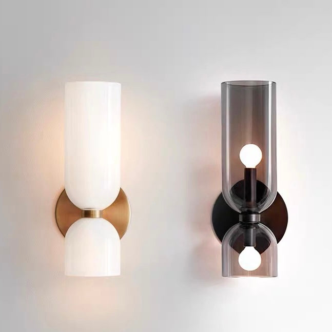 Glass Wall Light With Double Lamp Design