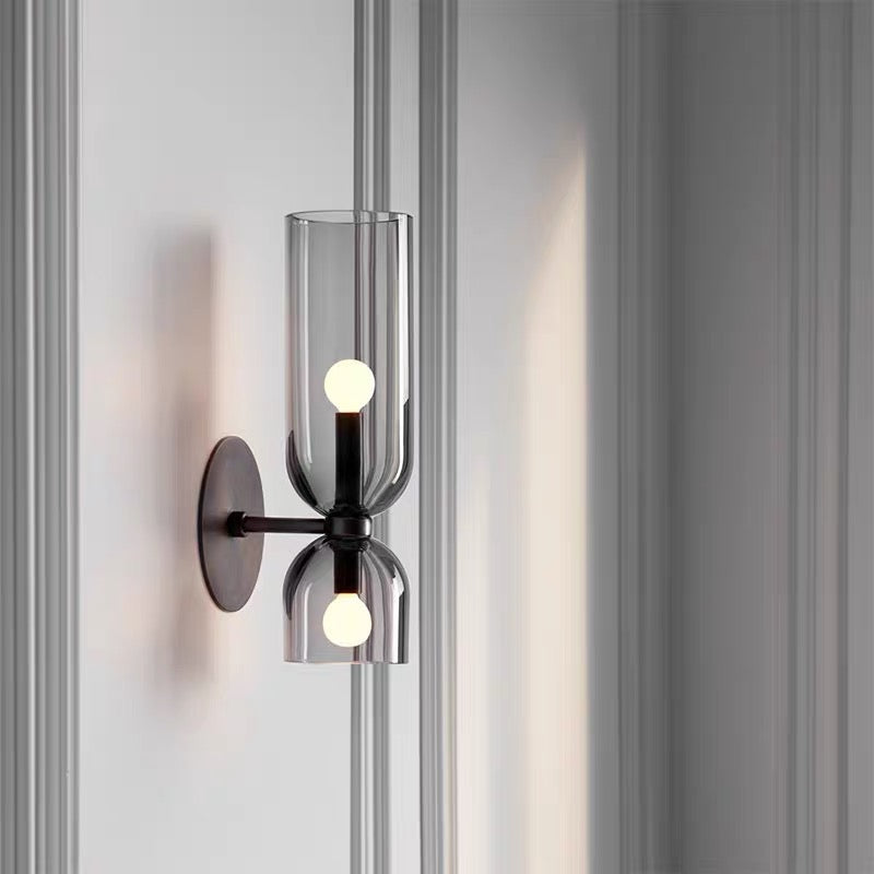Glass Wall Light With Double Lamp Design