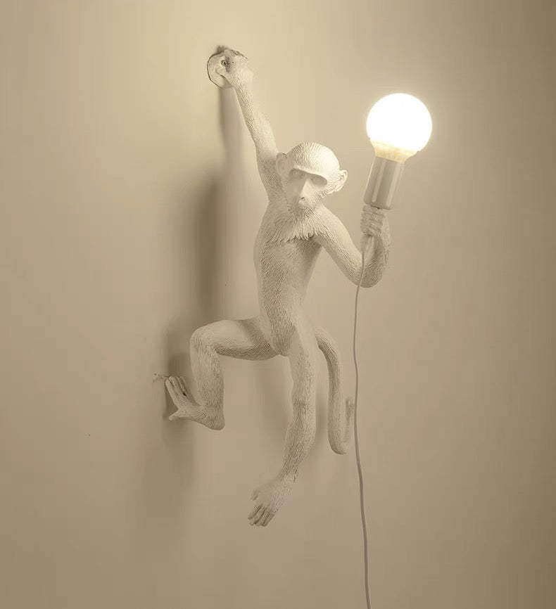 Wall Light With Quirky Resin Monkey Design | Decorative Animal Light Fixture