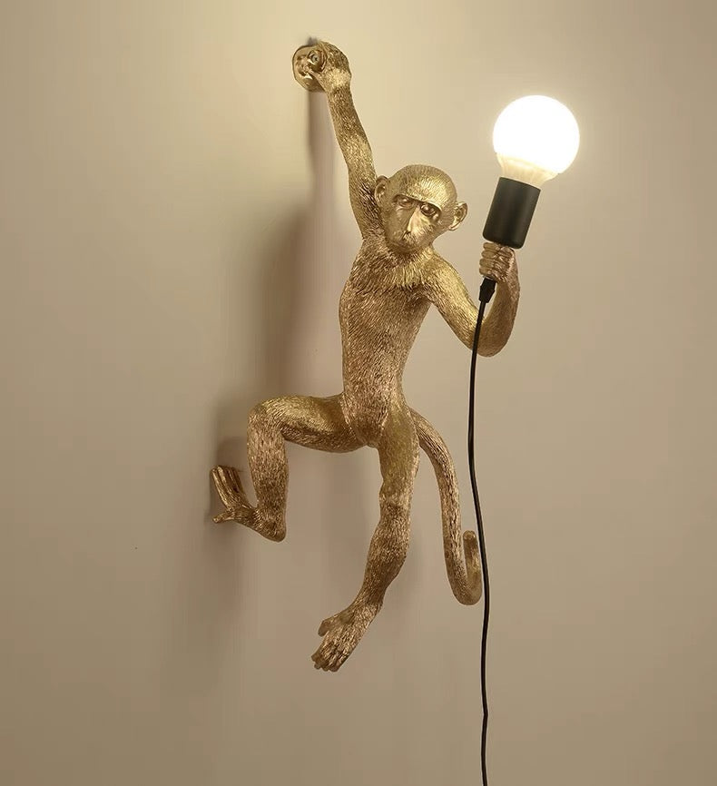 Wall Light With Quirky Resin Monkey Design | Decorative Animal Light Fixture