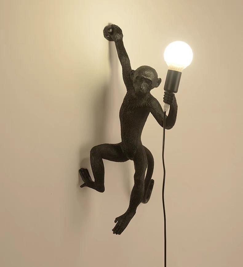 Wall Light With Quirky Resin Monkey Design | Decorative Animal Light Fixture