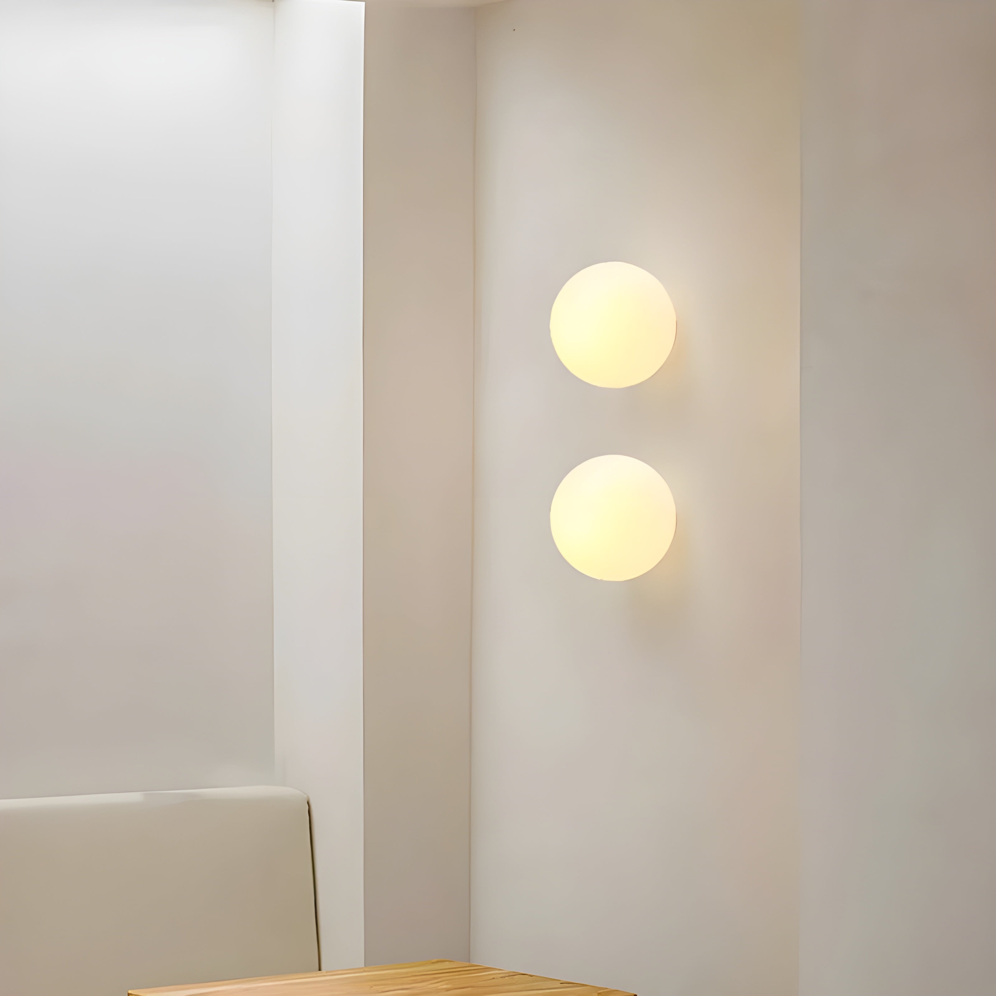 Modern Wall Lamp with Round Frosted Glass Shade and Elegant Base