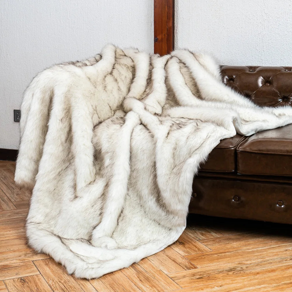 Luxury Fox Faux Fur Throw Blanket | Soft Plush Decorative Blanket