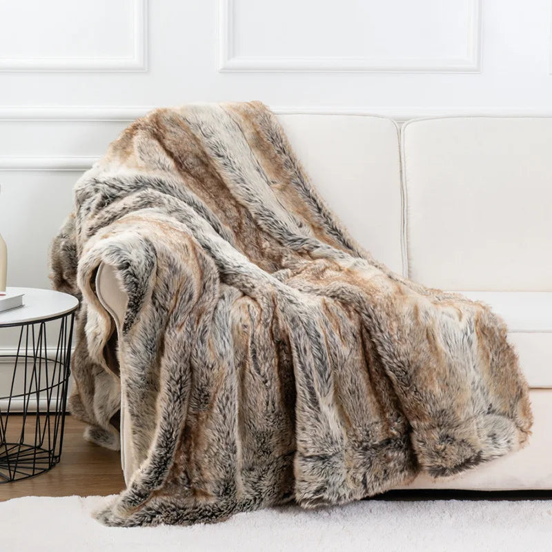 Luxury Mink Faux Fur Throw Blanket | Soft Plush Sofa & Bed Blanket